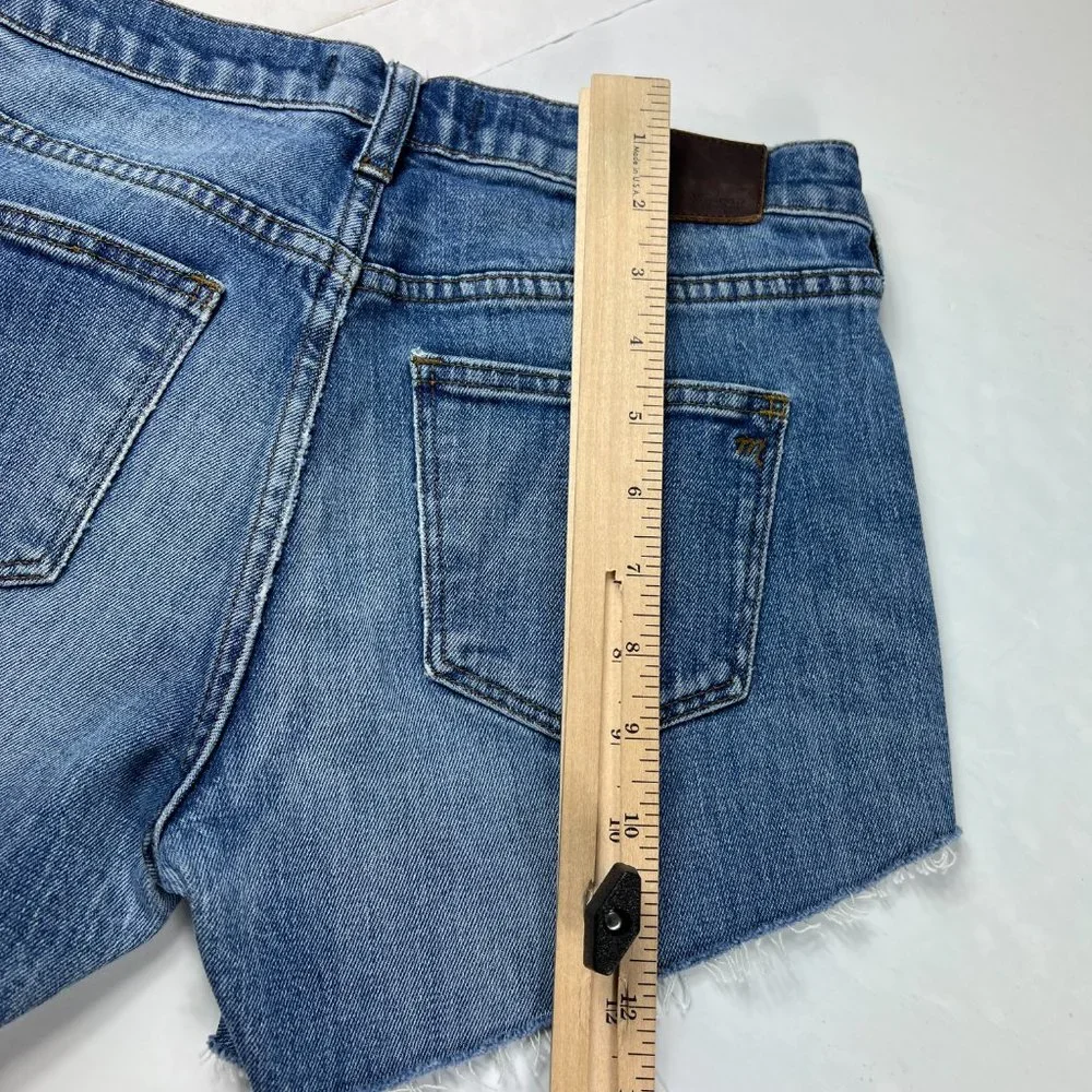 Madewell Jean Shorts Women's 24 Slim Boy Blue Fade Whiskers Cut Off Denim Jorts